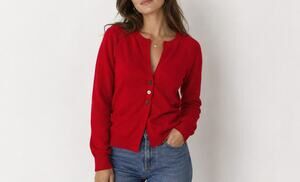 ISABEL MARANT ÉTOILE Red Knit Cardigan Sweater Size 40